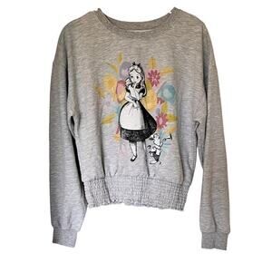 Alice In Wonderland VTG gray graphic sweatshirt smocked waist Y2K Sz L